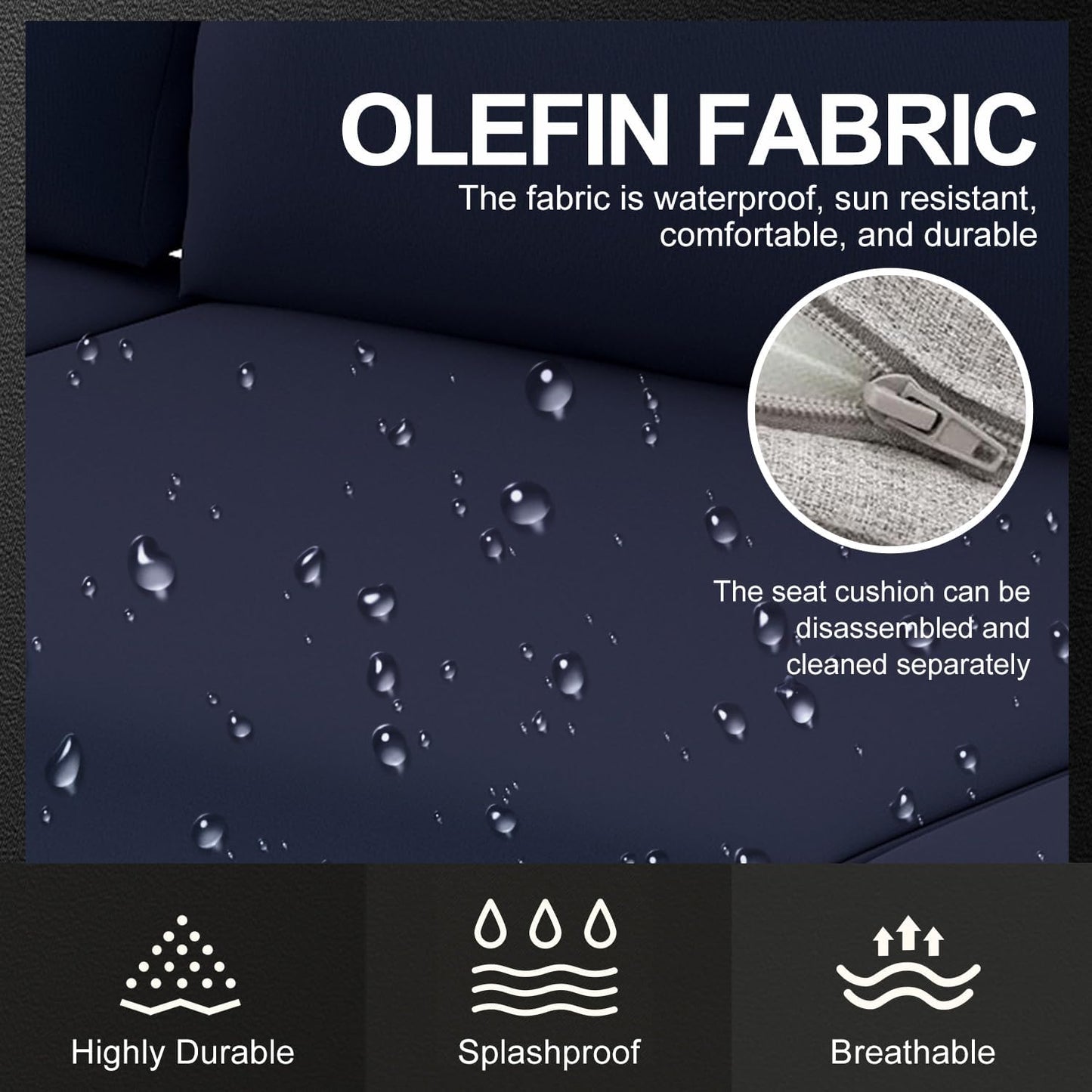 Aluminum Outdoor Sofa,4 Seats Modern Patio Furniture Set,Sectional Sofa Conversation Set with Coffee Table, Upgraded Washable Cushions for Garden Backyard,Blue