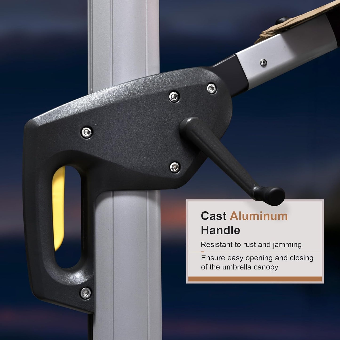 PURPLE LEAF 9' X 12' Solar Powered LED Patio Umbrella Cantilever Umbrellas Offset Double Top Hanging Outdoor Umbrella Market Umbrellas for Garden, Heather Taupe