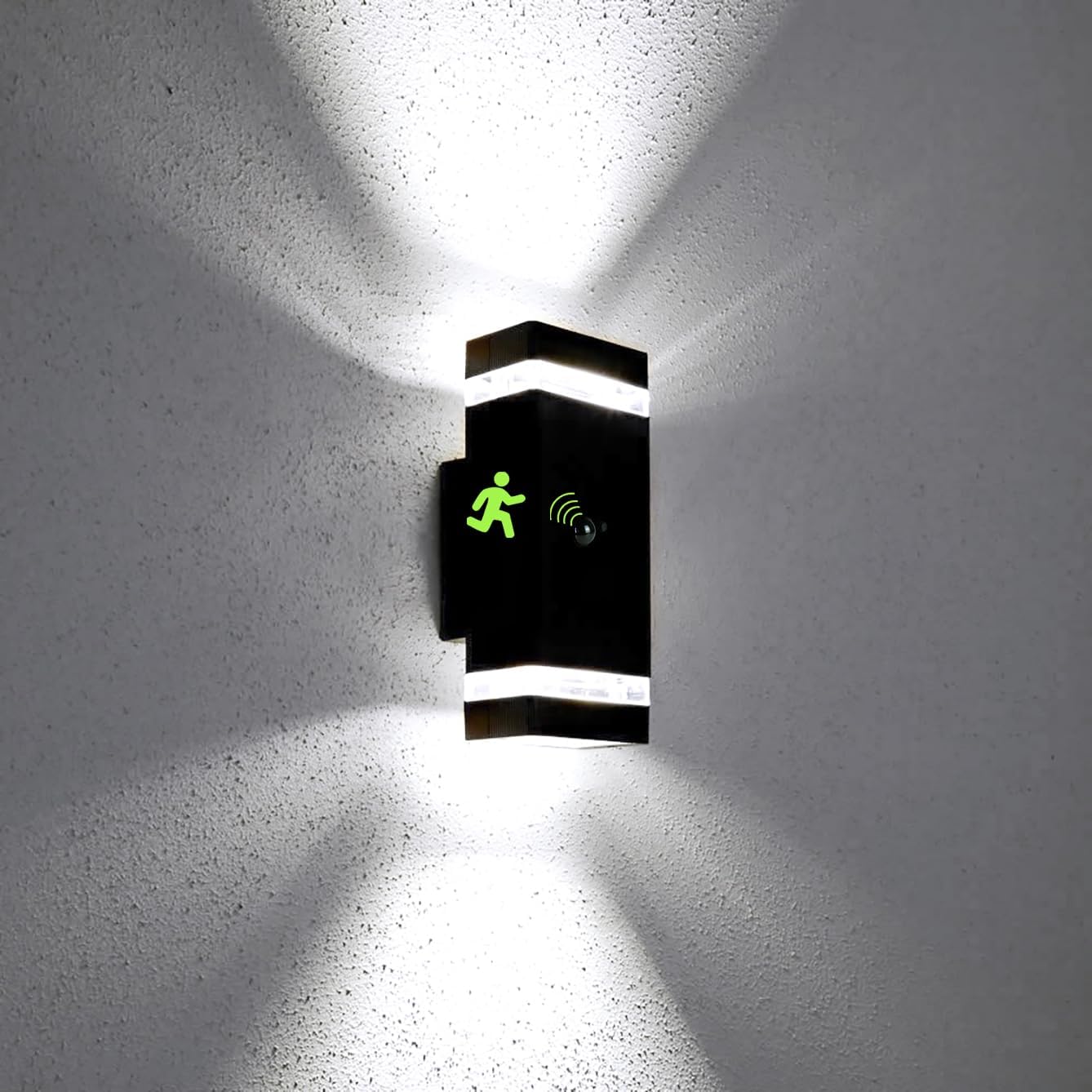 Motion Sensor Outdoor Wall Lights, Dusk to Dawn Exterior Light Fixtures with 3 Modes, Modern Up Down Wall Sconce, Waterproof Aluminum Porch Light for Garage, Patio, Front Door – Matte Black