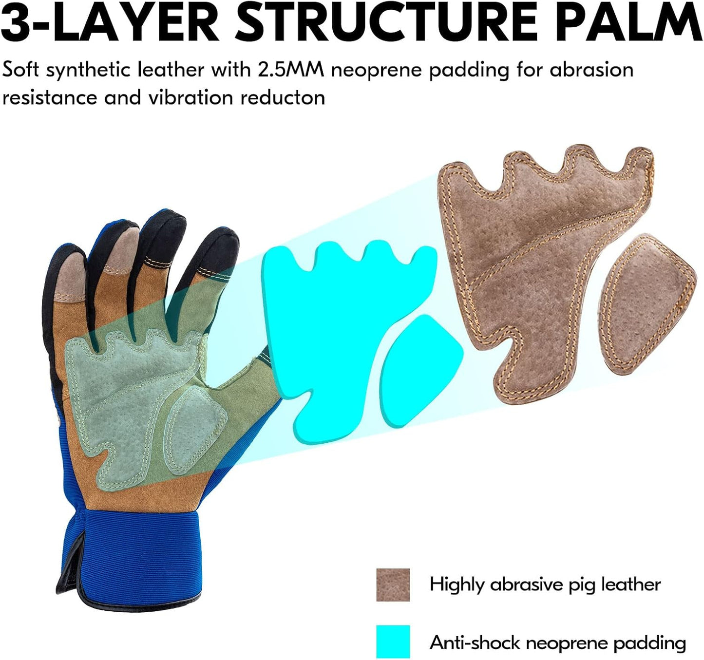 Vgo... 1-Pair Gardening Gloves Men, Safety Work Gloves, Puncture-proof, Thornproof, Touchscreen (SL7475)