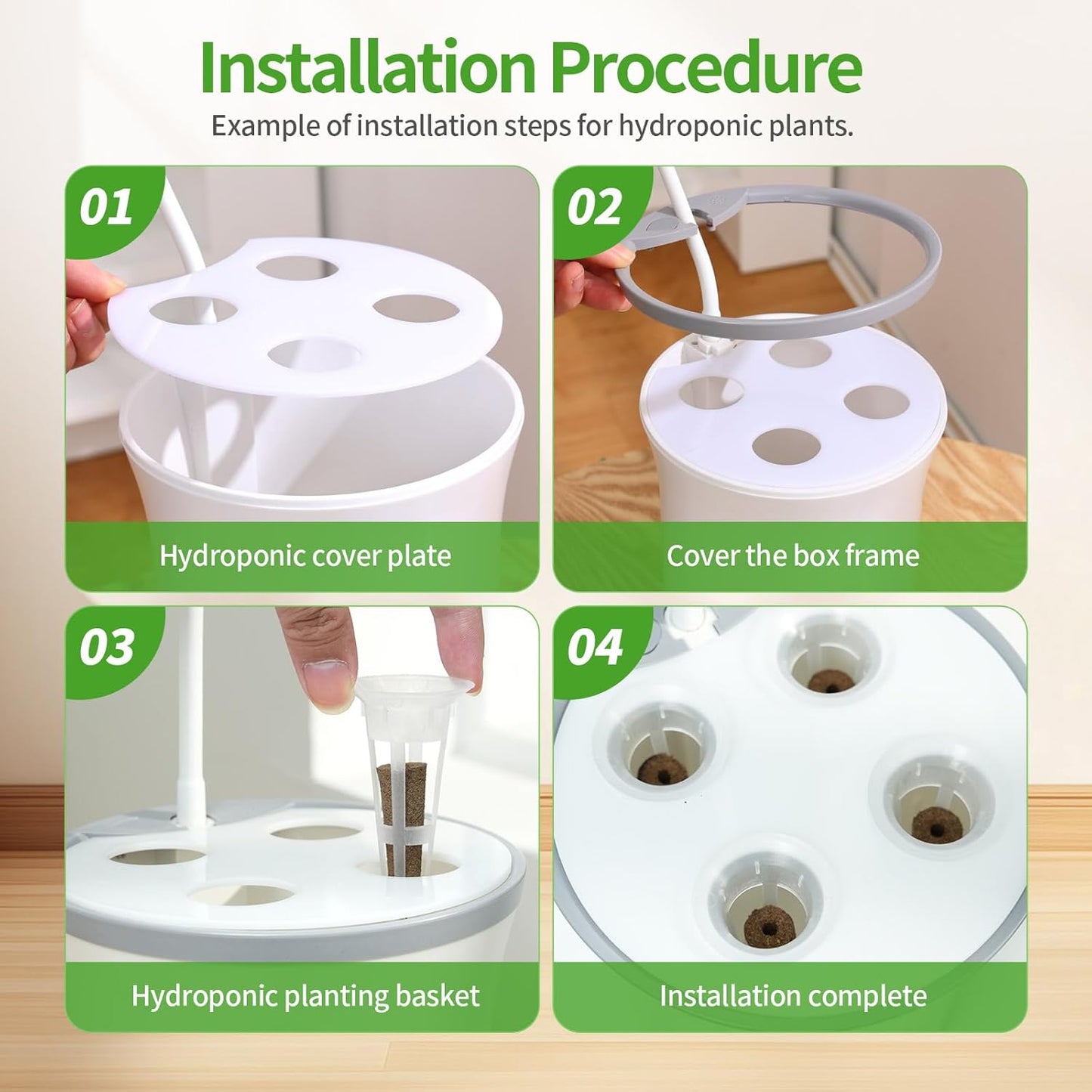 Indoor Planter Grow Light, Soil & Hydroponic Dual Mode, Automatic Timer for 3H/9H/12H, Full Spectrum 9 Dimmable Levels, Plants Germination Kit for 4 Pods, Ideal for Herbs, Flowers & Vegetables (Blue)