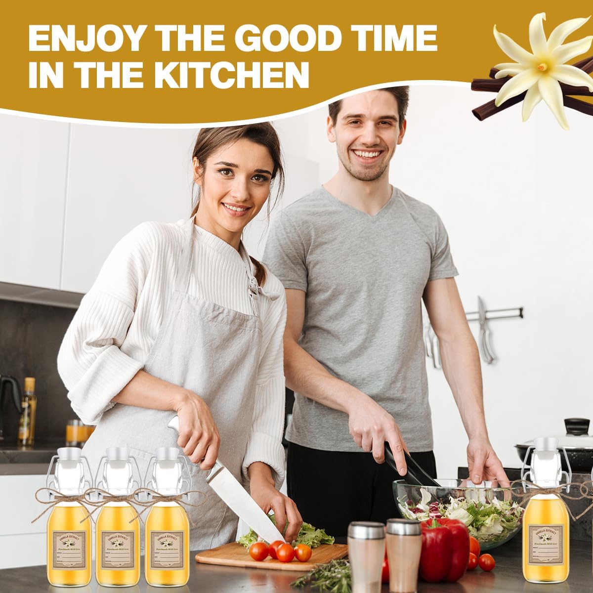 20Pcs 4 oz Swing Top Glass Bottles for Vanilla Extract Homemade,Flip Top Glass Bottles for Food Storage Canister for Hot Sauce Beans