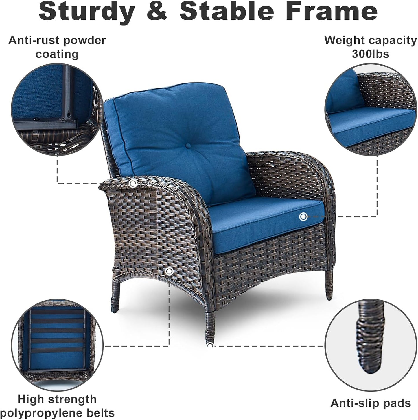 HUMMUH 9-Piece Outdoor Patio Furniture PE Wicker Patio Conversation Set,High Back Patio Couch with Ottomans Coffee Tables Outdoor Chairs for Backyard,Porch,Deck