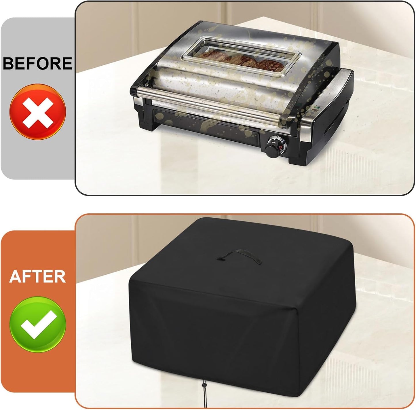 Indoor Grill Cover for Hamilton Beach 12.5x17x7in Electric Grill, Dust-Proof, Portable - Black