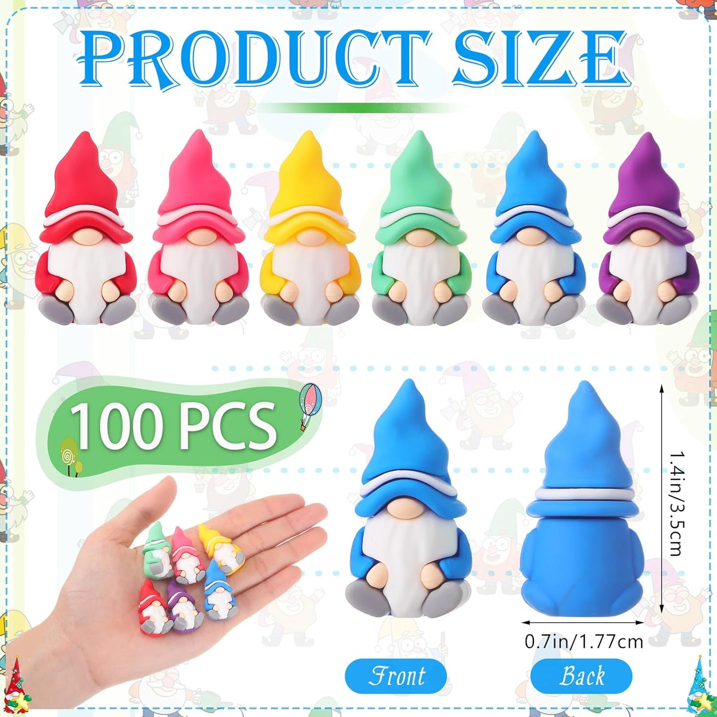 100 Pcs Mini Gnomes Figurines Tiny Fairy Resin Gnomes Statue Garden Bulk for Goody Bag Stuffers Filler Party Favors Gifts Decor Dwarf Statues Garden Dollhouse Micro Landscape Accessories
