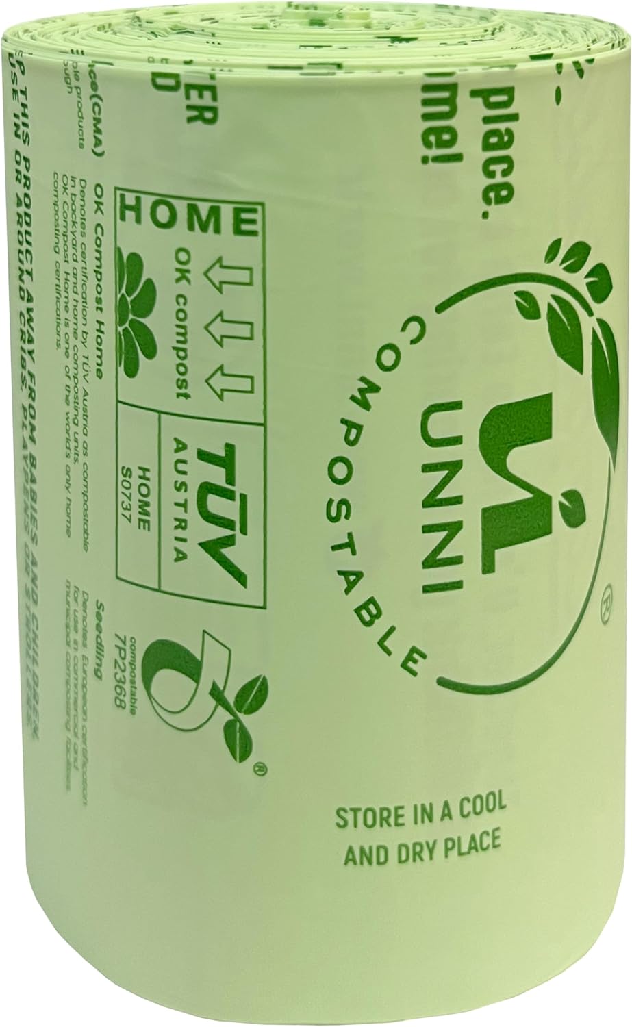 UNNI Compostable Trash Bags, 44-55 Gallon / 208 Liter, 10 Count, Extra Thick 1.38 mil Large Bin Liners for Commercial & Yard Waste, BPI, CMA & OK compost HOME Certified (Meets ASTM D6400)