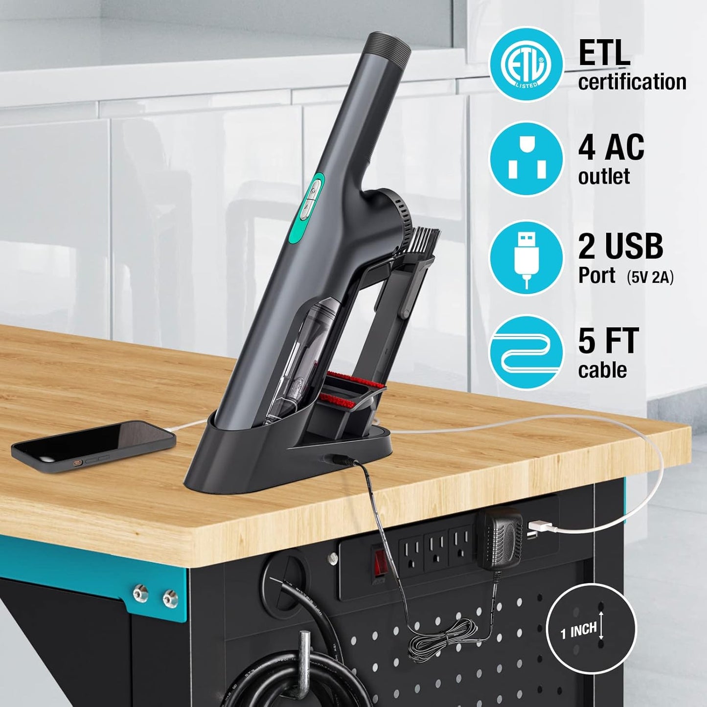 DURATECH 72” Adjustable Workbench, Heavy-Duty Rubber Wooden Top Worktable with a Drawer, 6ft Workstation with Power Strip, Peg Board, 2000 LBS Load Capacity for Workshop Garage Office Home