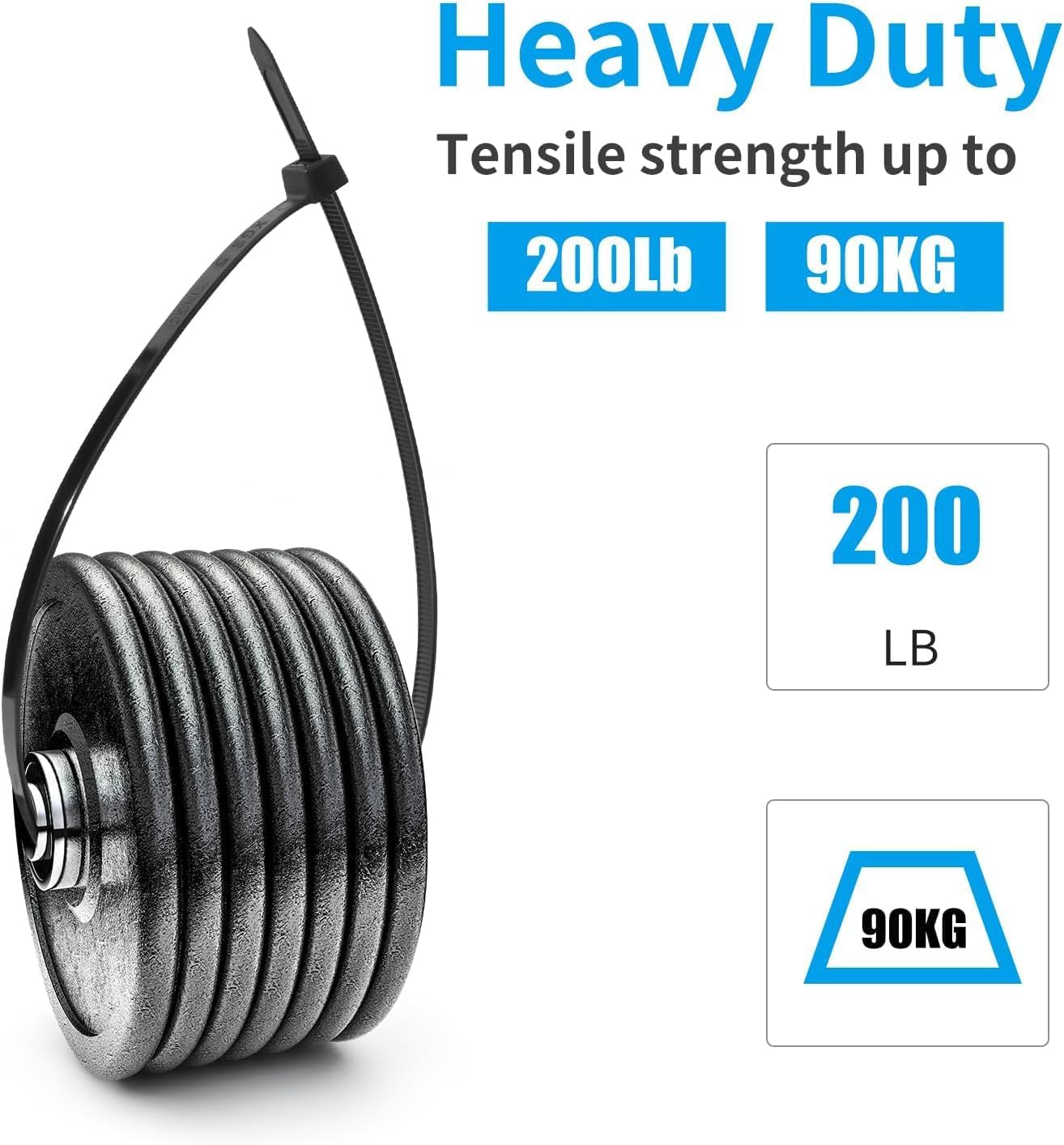 XINGO 20 Inch Black Large Heavy Duty Zip Ties 100 Pack, 200 LBS Ultra Strong Plastic Wire Ties, Large Cable Ties Extra Long Tie Wraps, Indoor and Outdoor UV Resistant