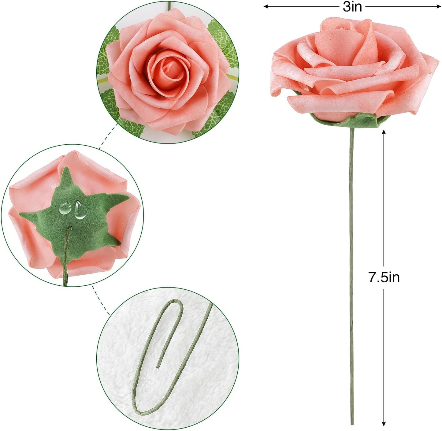 AmyHomie 25pcs Real Looking Artificial Shades of Blush Roses w/Stem for DIY Wedding Bouquets Centerpieces Arrangements Party Baby Shower Home Decorations