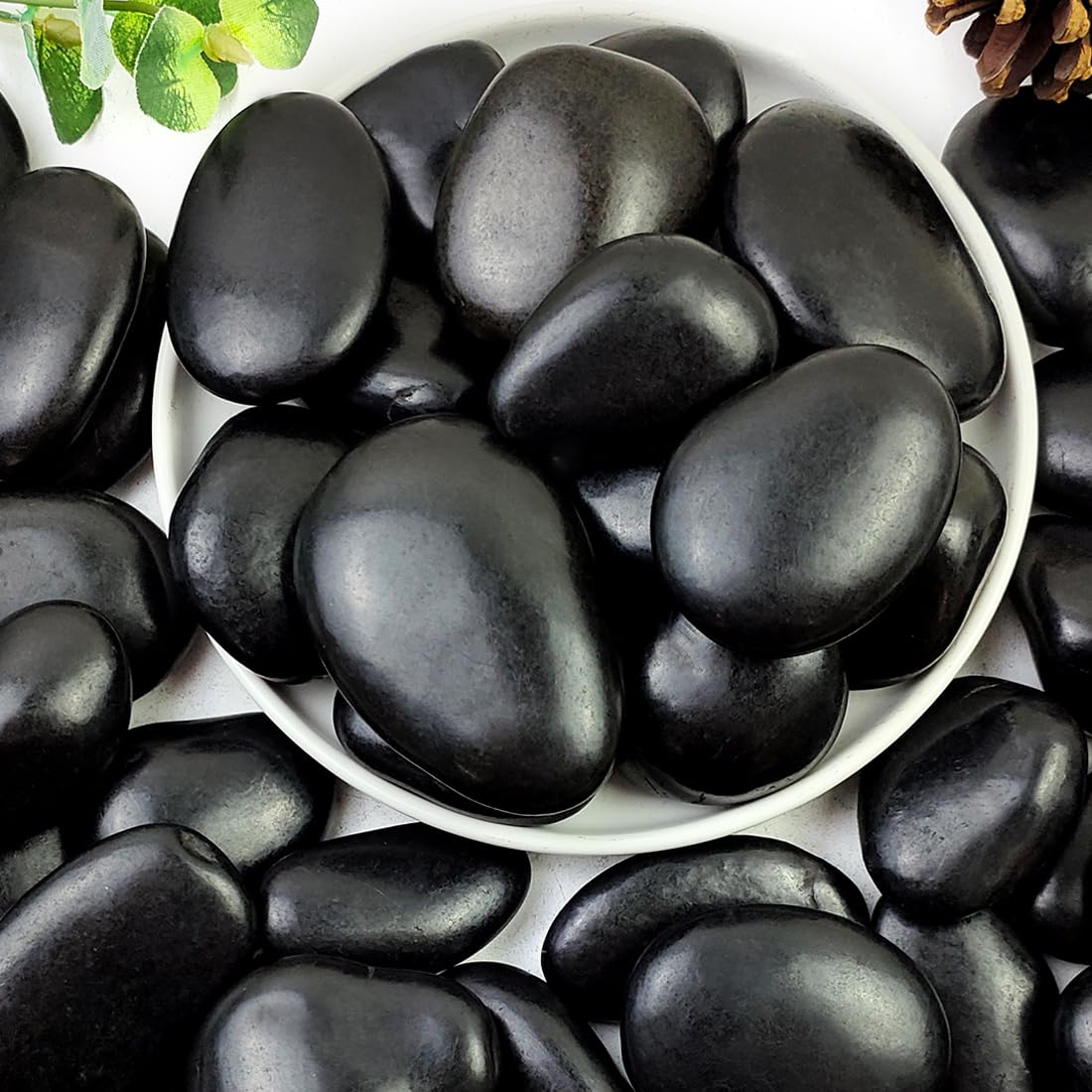 5lbs Black Pebbles for Plants, 2-3 Inch High Polished Natural Large River Rocks for Landscaping, Decorative Stones Vase Filler Fish Tank Aquariums Garden Outdoor and Indoor DIY