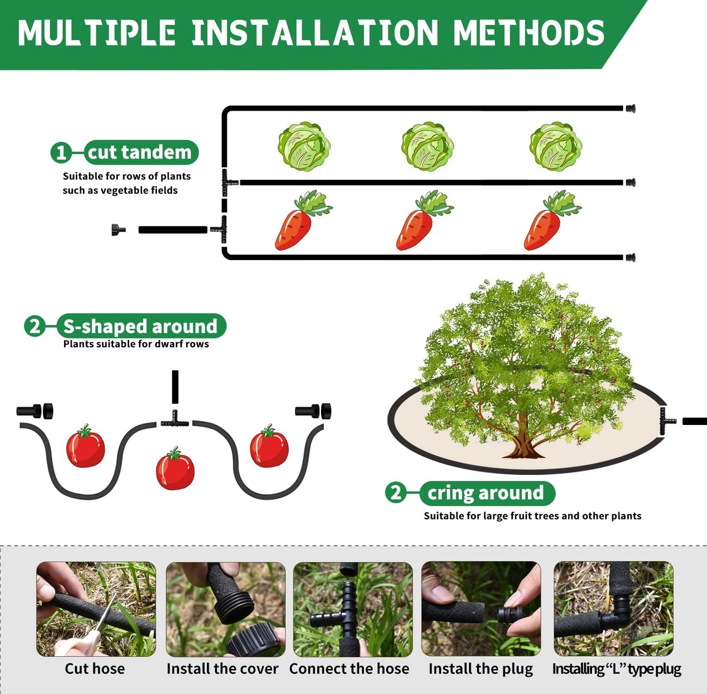 1/2’’ Soaker Hose for Garden 50 Ft, Heavy Duty Soaker Hose 50 ft for Raised Garden Beds, Garden Soaker Hoses for Foundation Watering Drip Hose Irrigation System (50 ft)