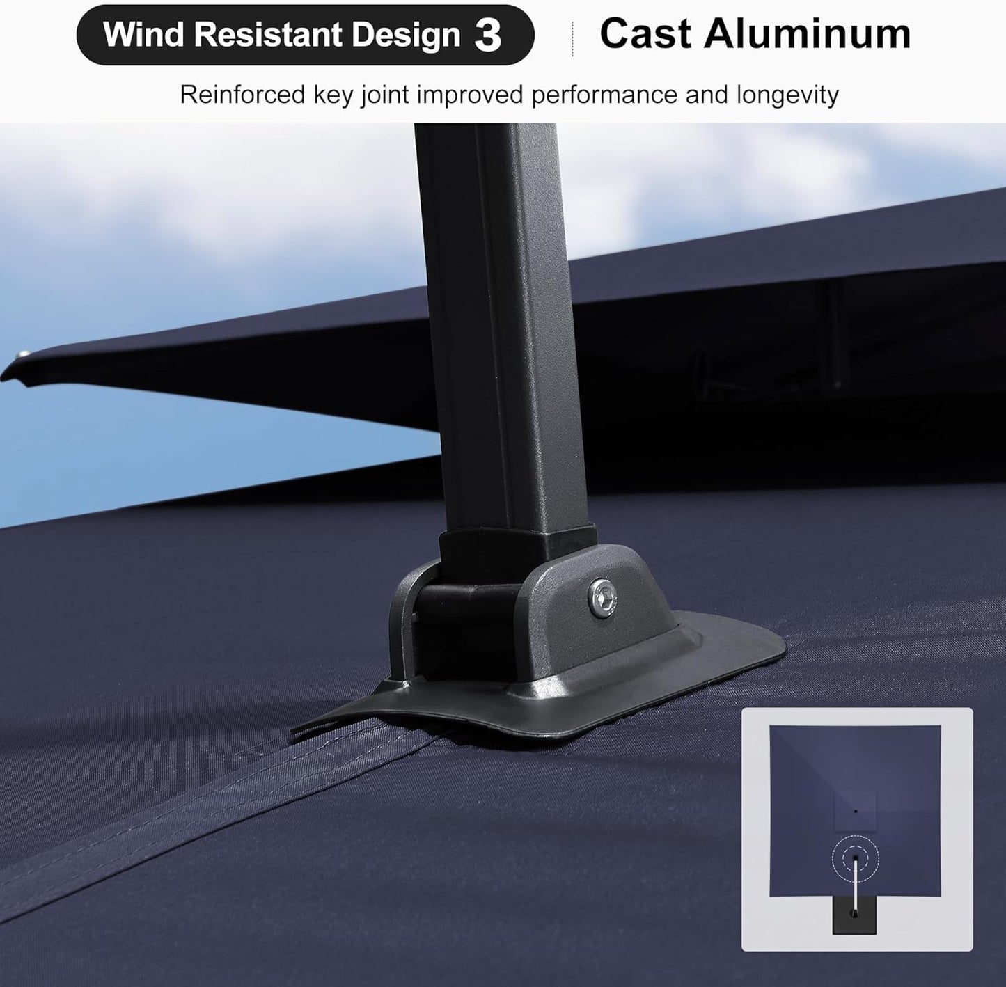 PURPLE LEAF 11ft Patio Umbrella with Base Included Large Offset Umbrella Hanging Double Top Square Cantilever Outdoor Umbrella for Garden Deck Backyard Pool Navy