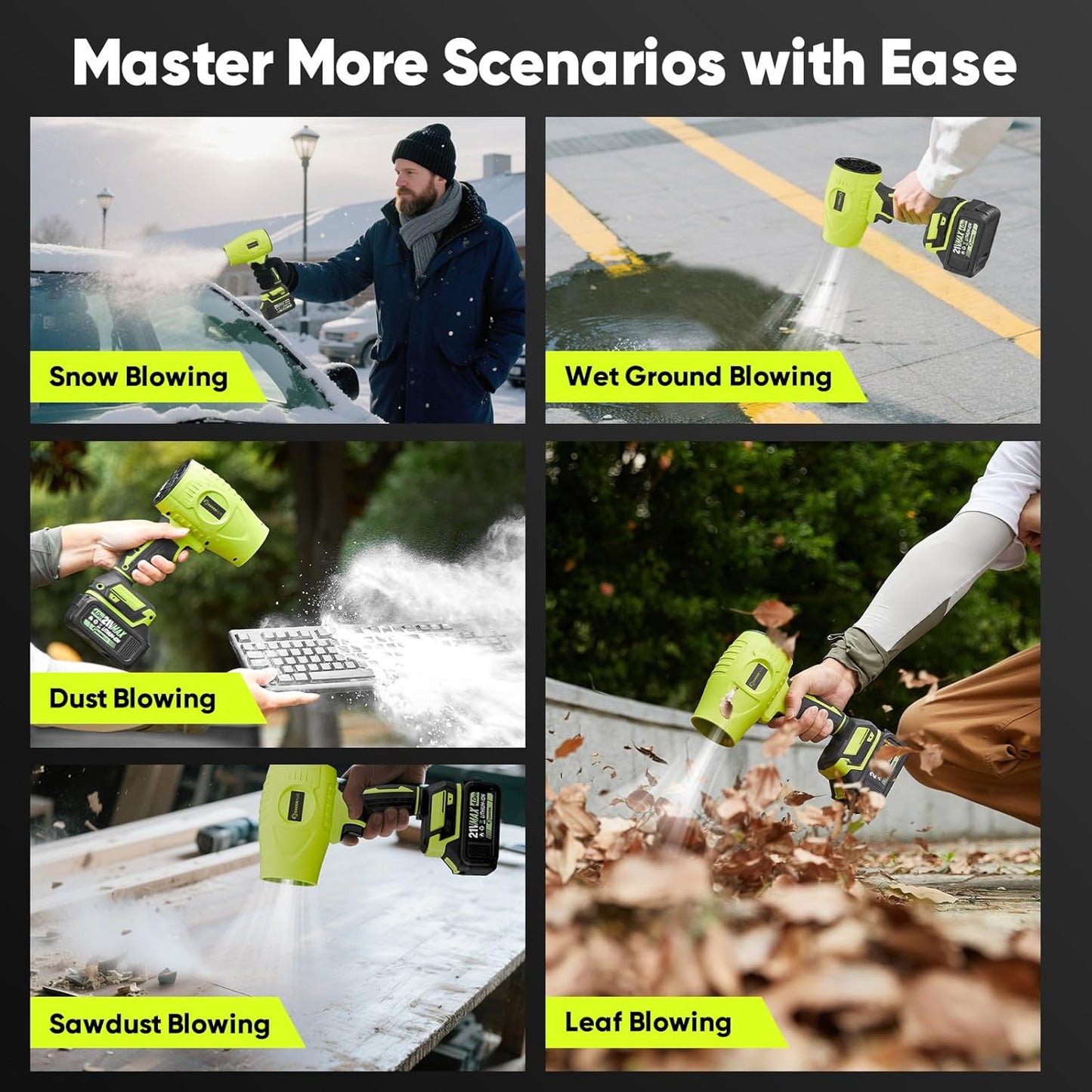 Portable Dust Cleaner, Leaf Blower Cordless, Handheld Blower, Hand Blowers for Lawn Care, Patio Cleaning, Leaves and Dust Blowing, 4.0Ah Battery and Charger Included (1 Battery)