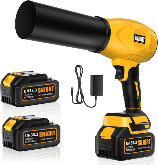 Leaf Blower Cordless with Battery and Charger, 800,000 RPM, Lightweight Handheld Design,Blower for Patio Cleaning,car Blowing Water, Lawn Care, Blowing Leaves and Dust (Bright Yellow)