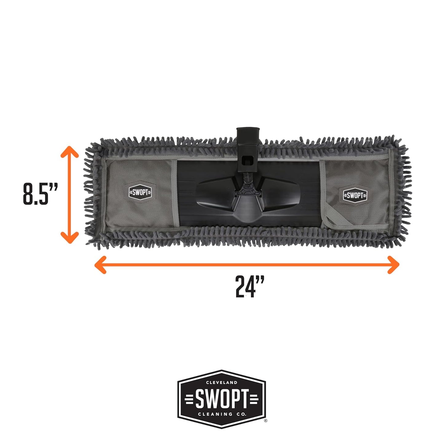 SWOPT 24” Microfiber Dust Mop Head w/Refill — Cleaning Head Interchangeable w/All SWOPT Cleaning Products for Efficient Cleaning & Storage — Mop Provides Lint-Free Cleaning for Wood, Laminate, Tile