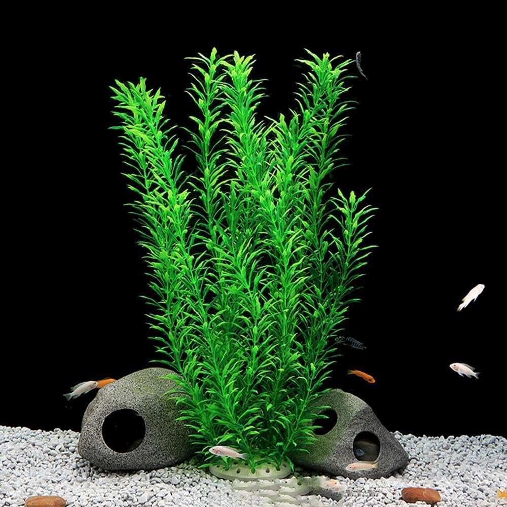 2-Pack Aquarium Plant Aquarium Decor Plastic Plants Extra Large 21 Inches Artificial Long Fish Tank Plants Tall Fish Tank Decorations Artificial Green Water Plants (Green)