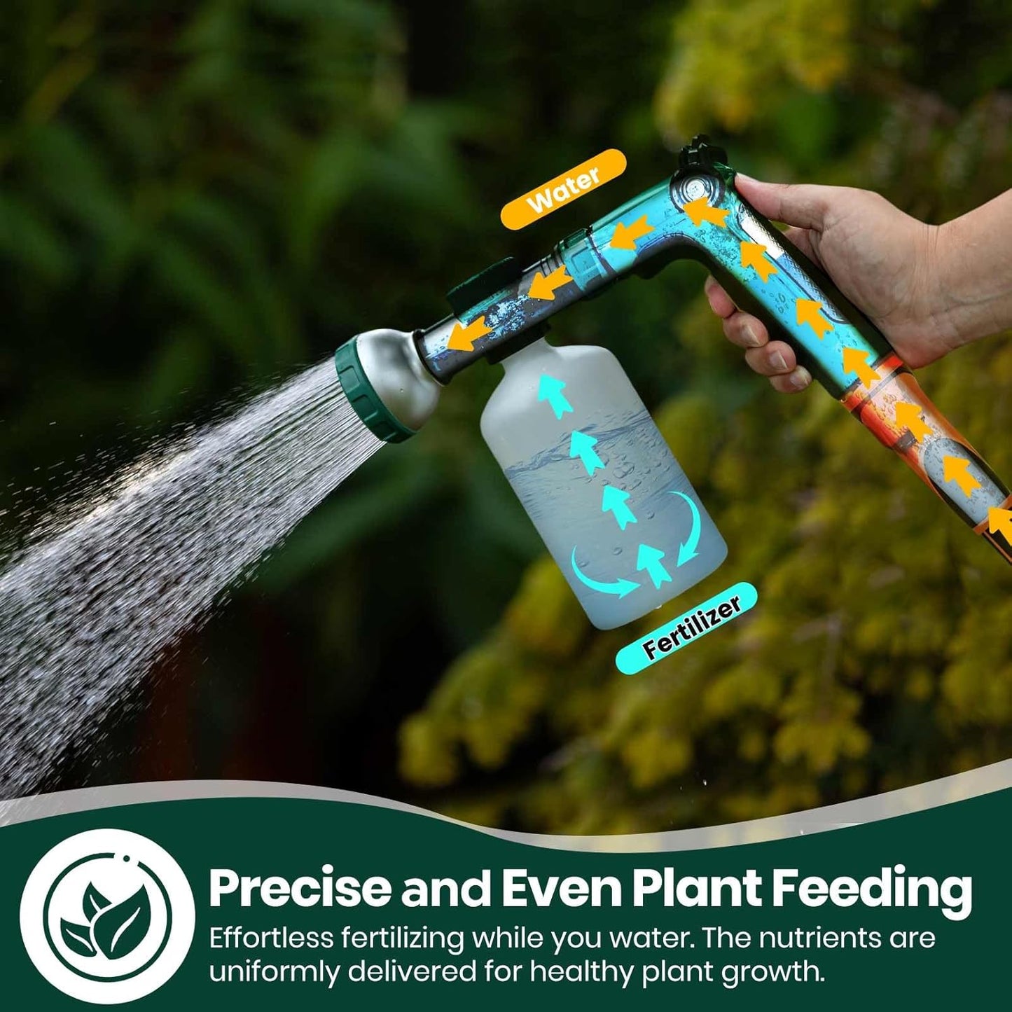 VENETIO 8-Dial Lawn & Garden Feeder Pro with Quick Connect Fittings and 16oz Bottle for Uniform Fertilizing & Watering Plants | Precision Liquid Fertilizer Sprayer | Hose Spray Nozzle for Dog Shampoo