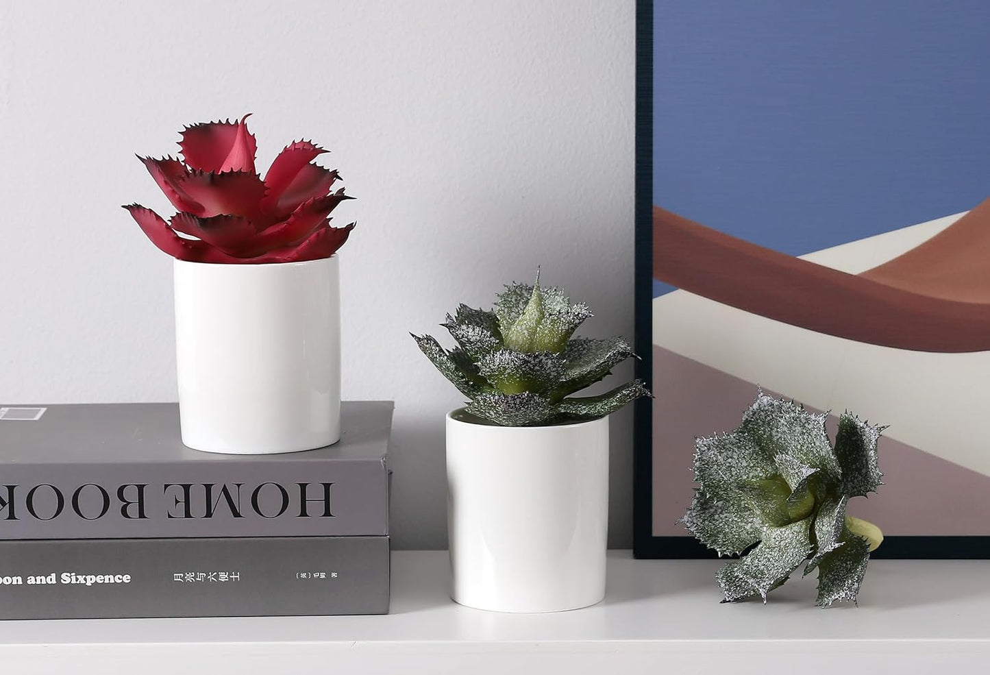 Duovlo Artificial Succulent Plant 5.15 Inch Faux Succulents Agave potatorum Flower Arrangement Craft Wall DIY Materials,Pack of 2 (New Green)