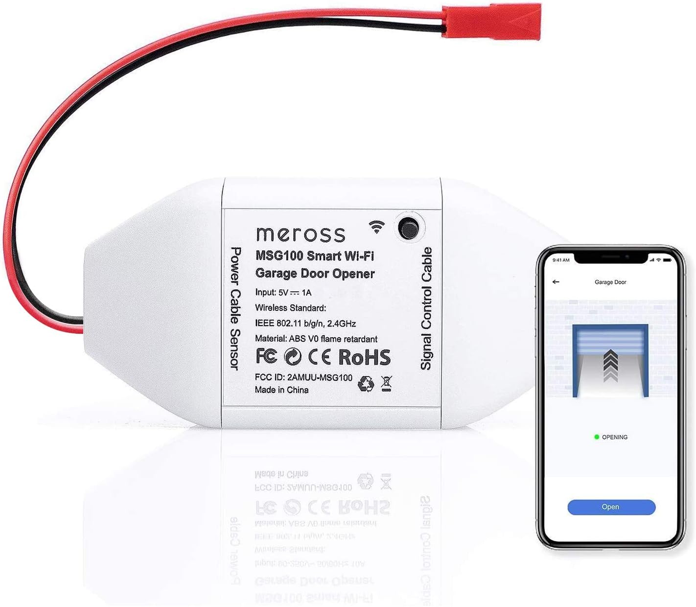 meross Smart Garage Door Opener Remote, APP Control, Compatible with Alexa and SmartThings, Multiple Notification Modes, No Hub Needed