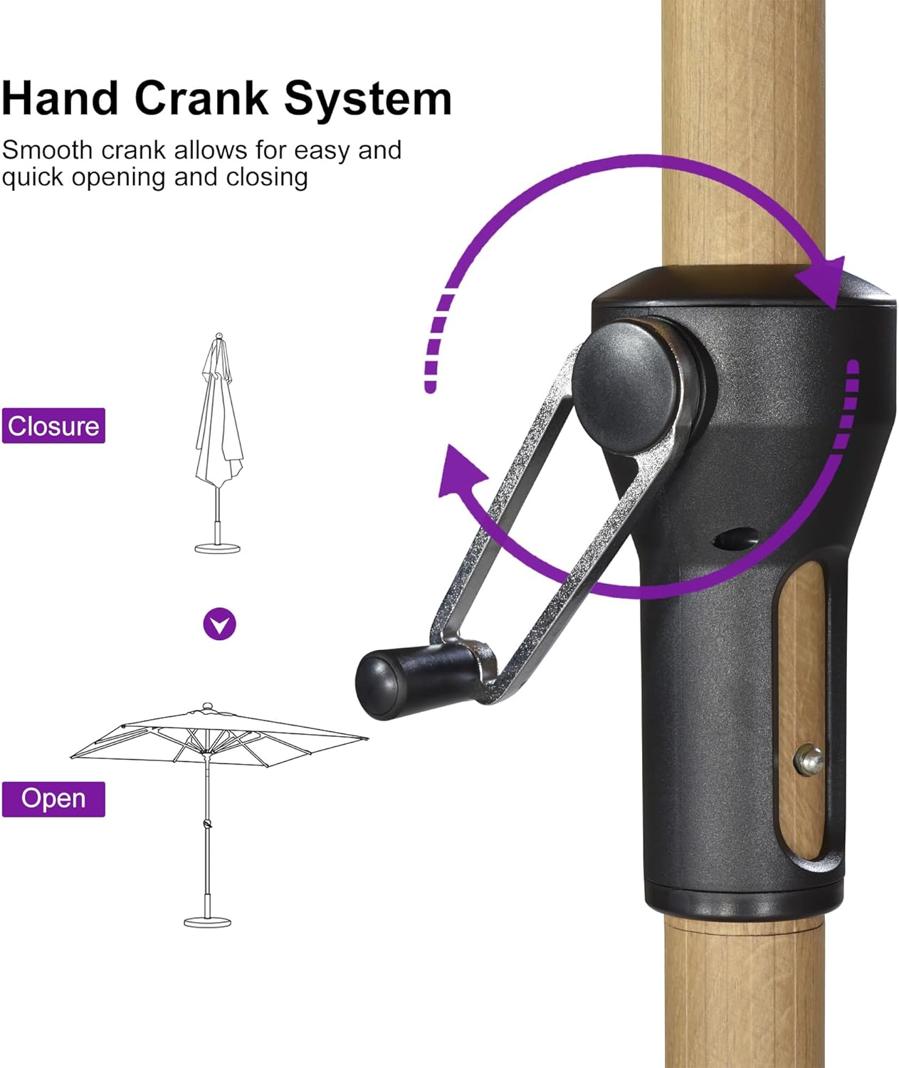 PURPLE LEAF 6' x 9' Patio Umbrella with Base Market Umbrella Rectangular Outdoor Umbrella with Push Button Tilt & Crank and 8 Ribs Aluminum Table Umbrella for Pool Backyard Beach, Taupe