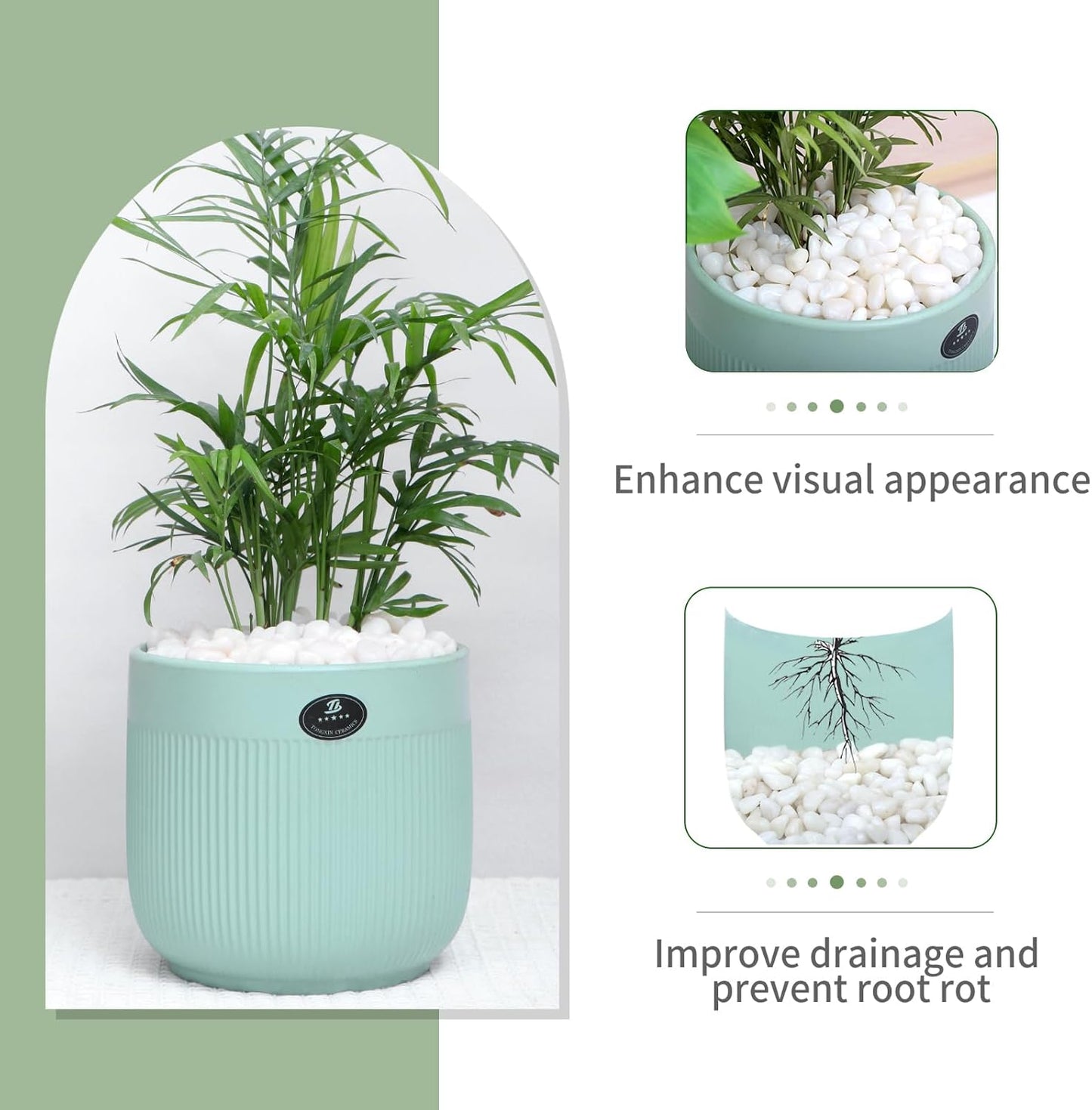 15lbs White Rocks, 3/8 Inch Small White Pebbles for Plants, Vase, Garden, Decorative Pea Gravel for Landscaping, Polished