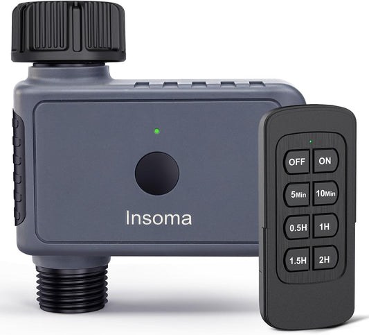 Insoma Sprinkler Timer with Remote Control, Water Hose Timers, Turns Water Off Automatically, Up to 120 Minutes of Run Time, Irrigation Timer for Lawn, Drip, Soaker Hose, and Garden, 1 Outlet