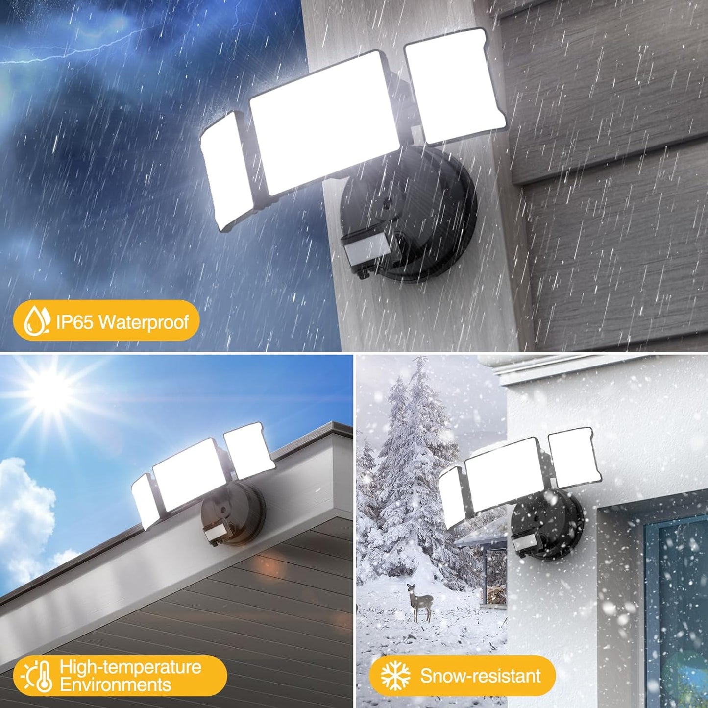 Onforu 65W Motion Sensor Outdoor Lights, 6000lm 6500K Daylight Flood Light Outdoor Motion Sensor, IP65 Waterproof Motion Detected Lights for Outside, Hardwired LED Security Light for Garage Yard