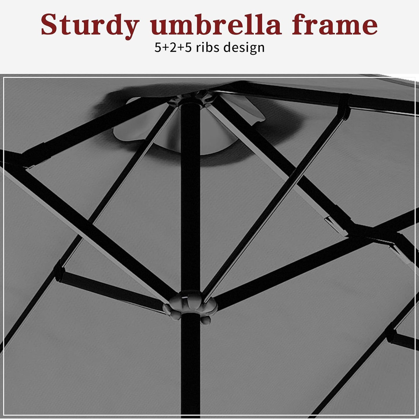Vongrasig 15FT Large Patio Umbrella with Base Included, Outdoor Double sided Umbrellas with Crank Handle, Rectangle Table Umbrella for Pool Lawn Garden Market