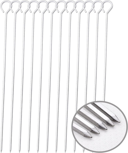 10 inch Barbecue Skewers, HONSHEN Metal BBQ Sticks,12Pack Stainless Steel Square Skewer,Kebob,kabob Sets for Grill Outings Cooking (BBQ Skewers Square 10inch-12p)