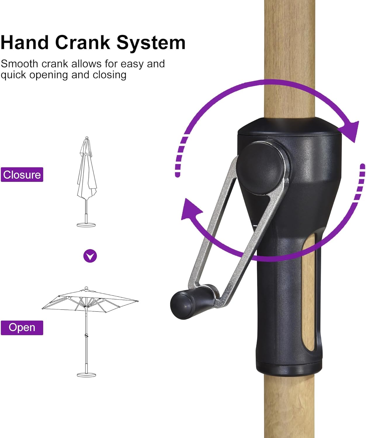 PURPLE LEAF 6' x 6' Market Umbrella Outdoor Table Umbrella Aluminum Patio Umbrella with Push Button Tilt & 8 Sturdy Ribs and Crank Outdoor Umbrellas for Deck Backyard Beach, Navy Blue