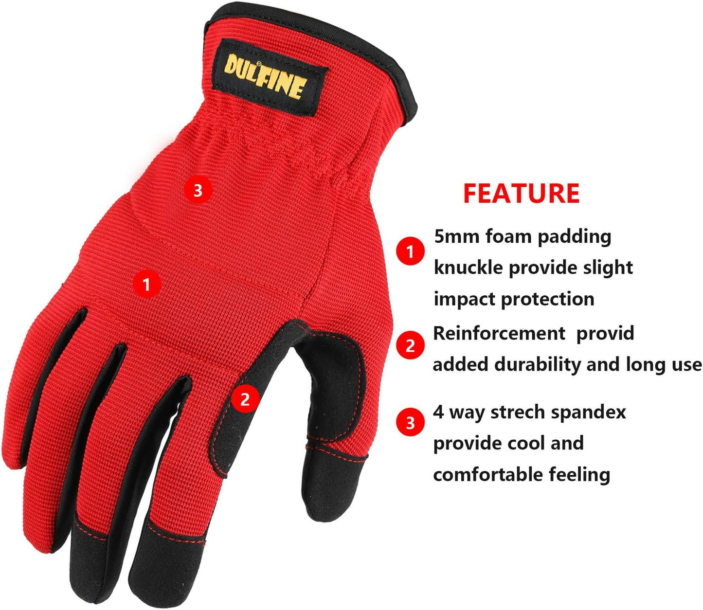 DULFINE High Performance Work Gloves For Men(3 Pairs Pack), High Dexterity Touch Screen For Multipurpose,Excellent Grip (Small)