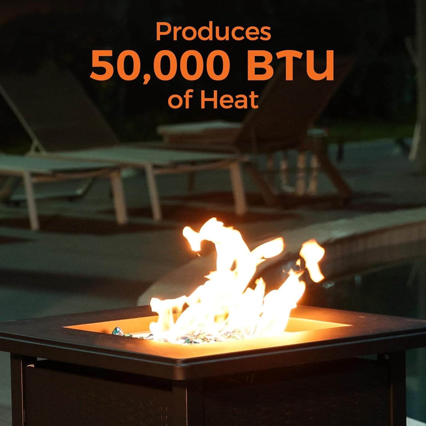 BALI OUTDOORS 50000 BTU Propane Fire Pit with Lid, 28 inch Fire Pit Table Outdoor, Black Firepits for Outside Backyard, Patio