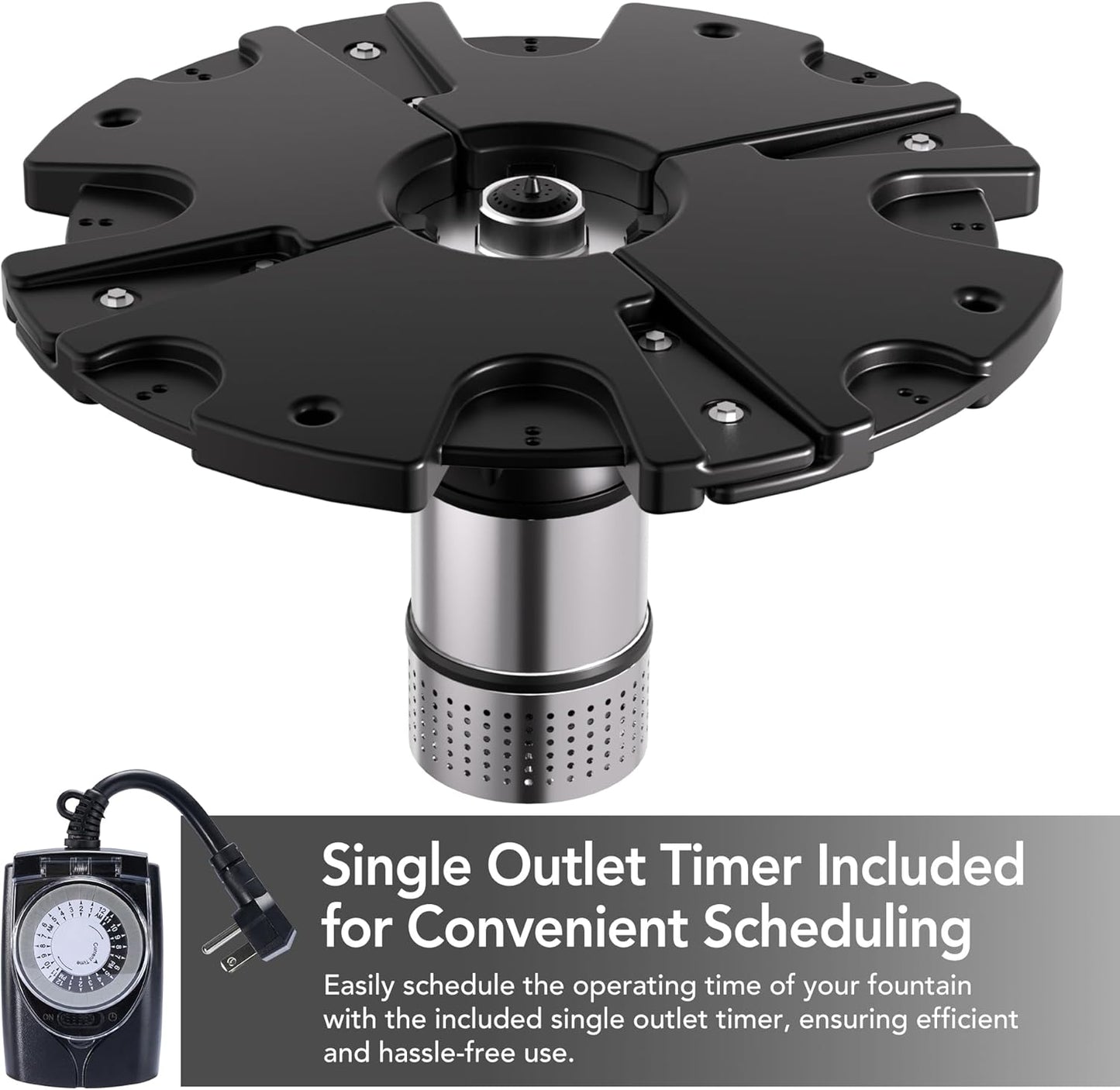 HQUA-FS01 110V, 1/2HP, OD(φ) 32” Large Pond Floating Fountain with 13000 GPH Fountain Pump, 100’ Power Cord, Two Spray Patterns 32'×12' and 18'×6'