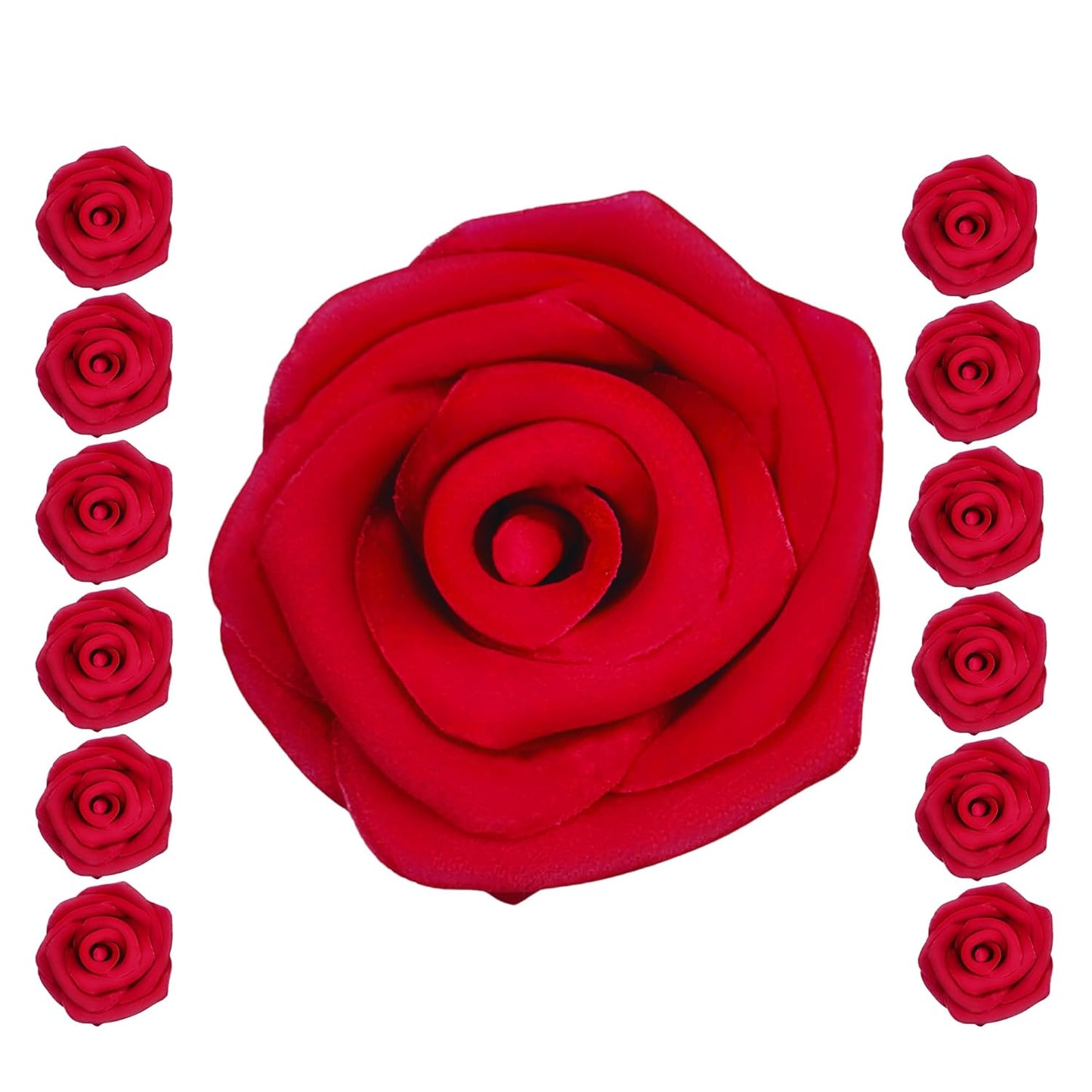 Confect Edible Neon Pink Roses – 12-Pack Edible Roses for Cake Decoration – Bold Floral Toppers for Desserts- Vegan, Gluten-Free, Nut-Free, Soy-Free, Dairy-Free, Palm Oil-Free