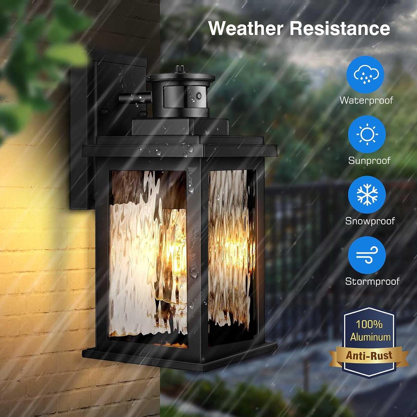 VIANIS Porch Lights Outdoor with Motion Sensor, Dusk to Dawn Outdoor Wall Lights Lantern, Anti-Rust Matte Black Outside Light Fixture Sconce for House, Patio, Garage, Waterproof