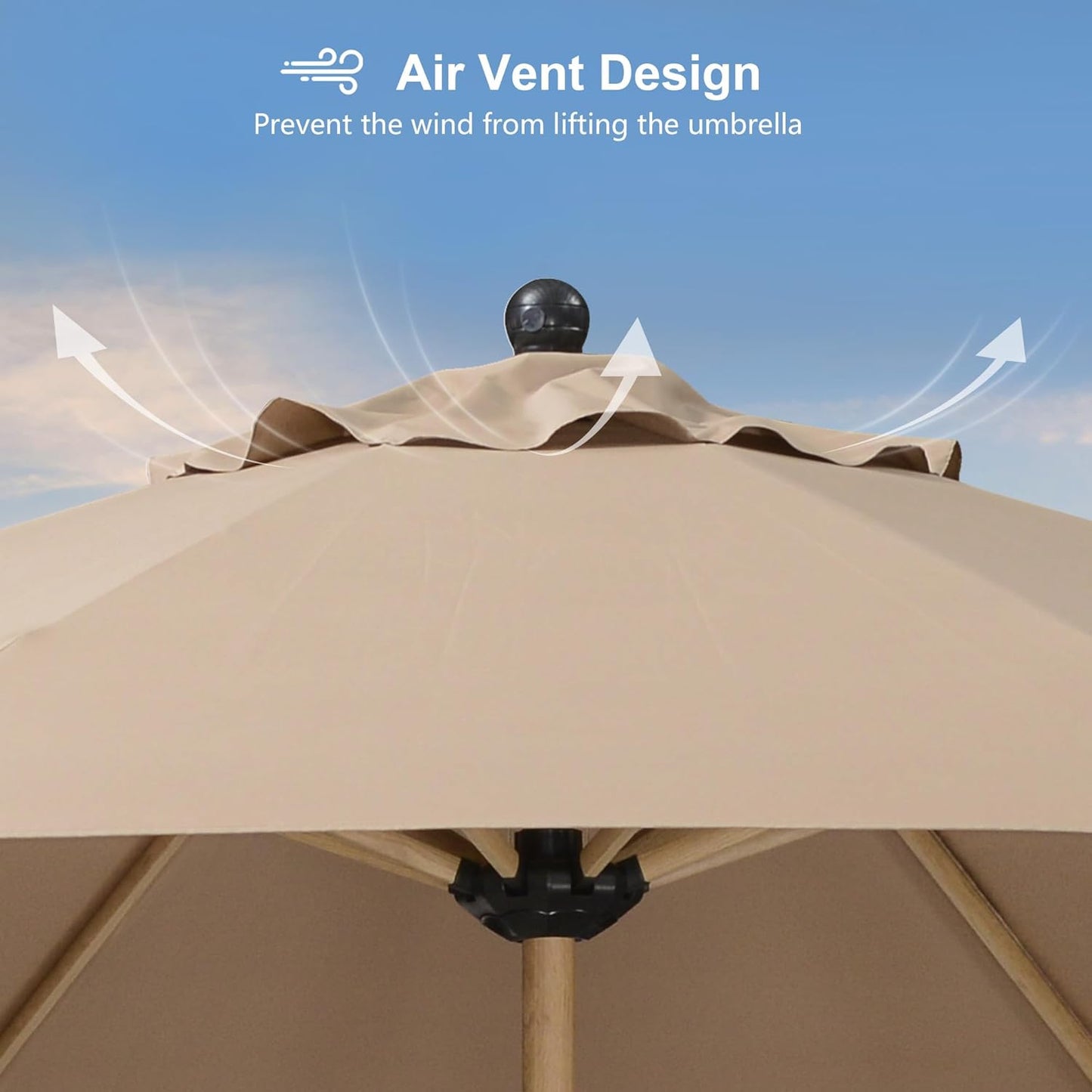 PURPLE LEAF 11 Feet Patio Umbrella with Base Outdoor Umbrella Round Market Umbrella with Crank & 8 Ribs Commercial Aluminum Table Umbrella for Outdoor Garden, Taupe