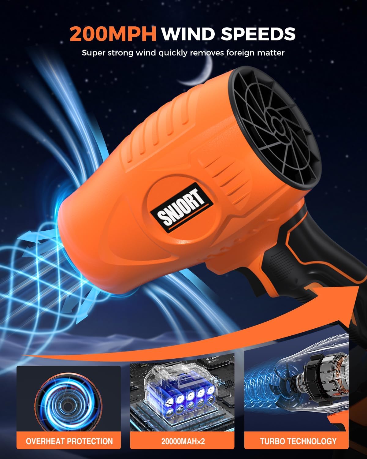 Leaf Blower Cordless with Battery and Charger,800,000 RPM,Extended Nozzle,Lightweight Handheld Design,Blower for Patio Cleaning,car Blowing Water,Blowing Leaves and Dust（Burnt Orange）