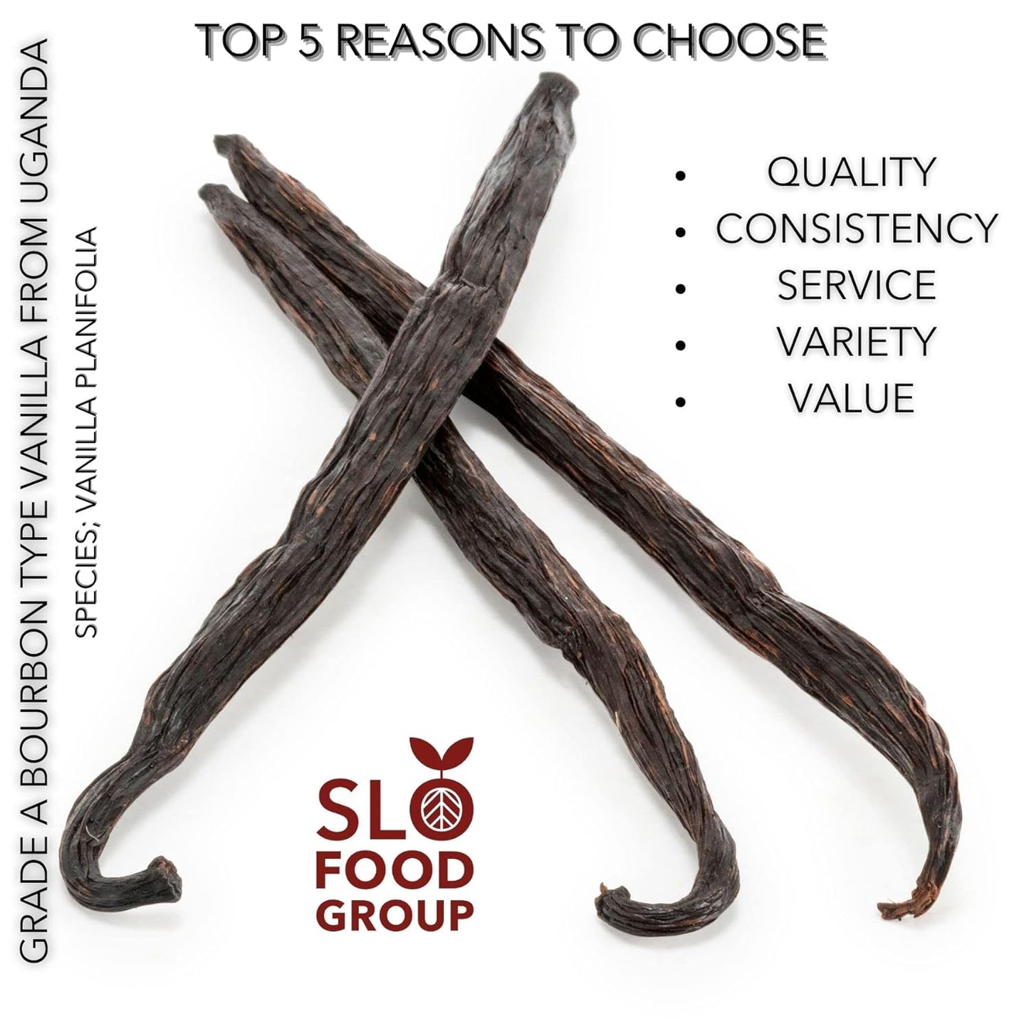 Slofoodgroup Gourmet Vanilla Beans, 8 Ounces Grade A Ugandan Vanilla Pods, Vanilla Beans For Cooking, Baking and Homemade Vanilla Extract