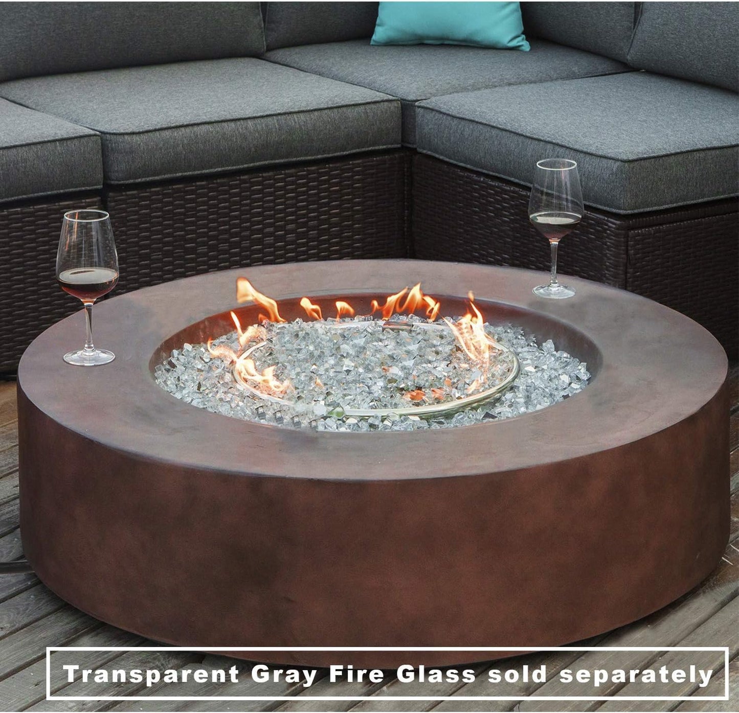 COSIEST Outdoor Propane Fire Pit Coffee Table w Dark Bronze 42 inch Round Base Patio Heater, CSA Certified, 50,000 BTU Stainless Steel Burner, Free Lava Rocks, Waterproof Cover