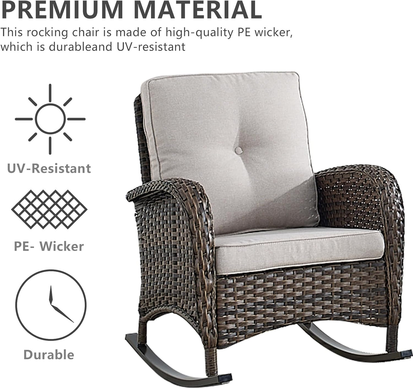 HUMMUH Patio Furniture 7-Piece Outdoor Conversation Set,All-Weather PE Wicker Loveseat Swivel and Rocking Chairs,Tables for Backyard,Poolside,Deck
