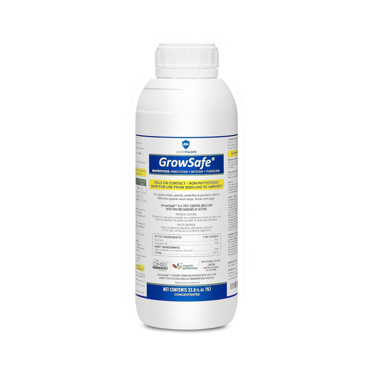 GrowSafe Bio-Pesticide, Organic and Natural Miticide, Fungicide and Insecticide (33.8 fl.oz)