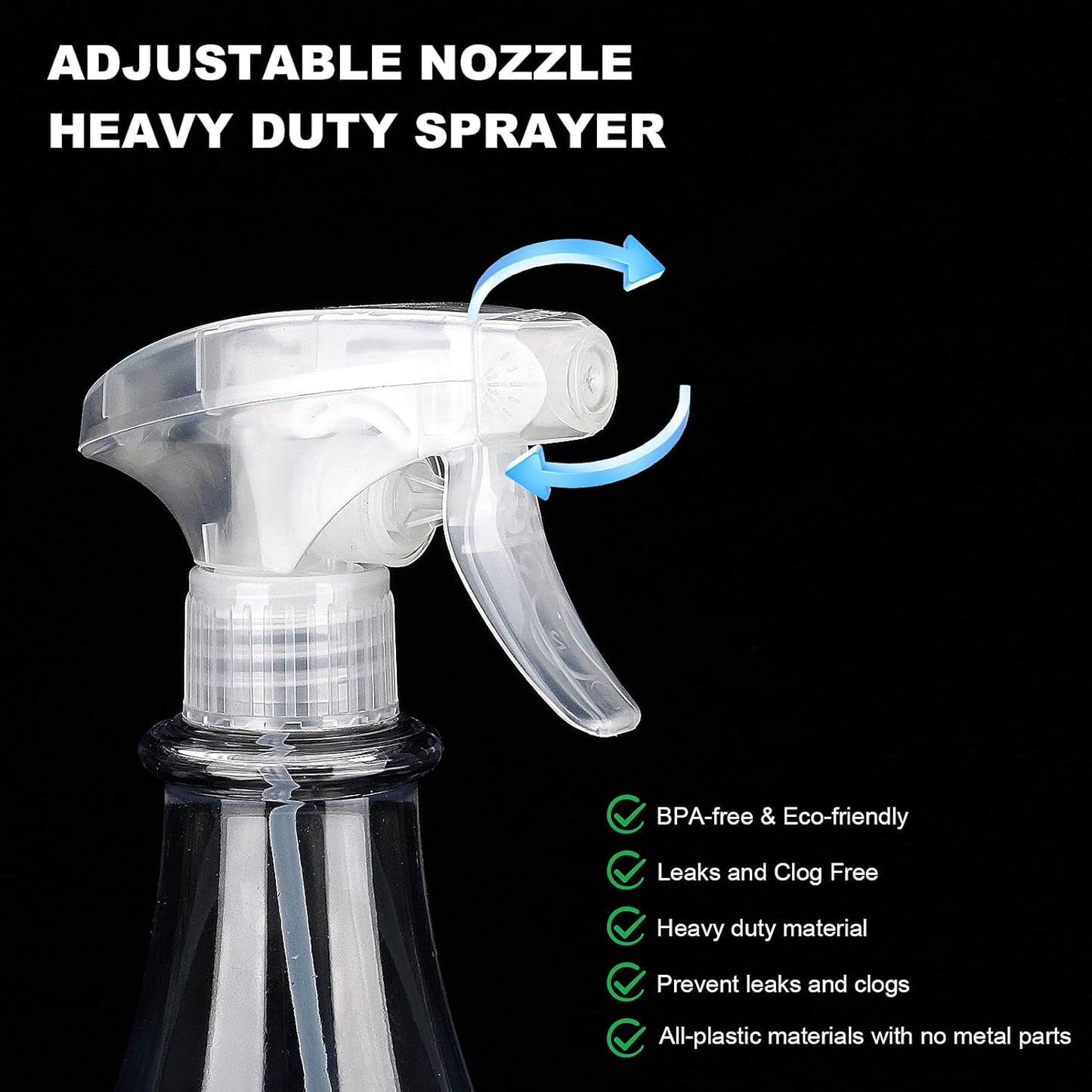 Plastic Spray Bottles Empty Spray Bottle 28.4oz Heavy Duty Spraying Bottles Mist/Stream Water Bottle for Cleaning Solutions, Plants, Pet, Essential Oils, Hair (Clear2)