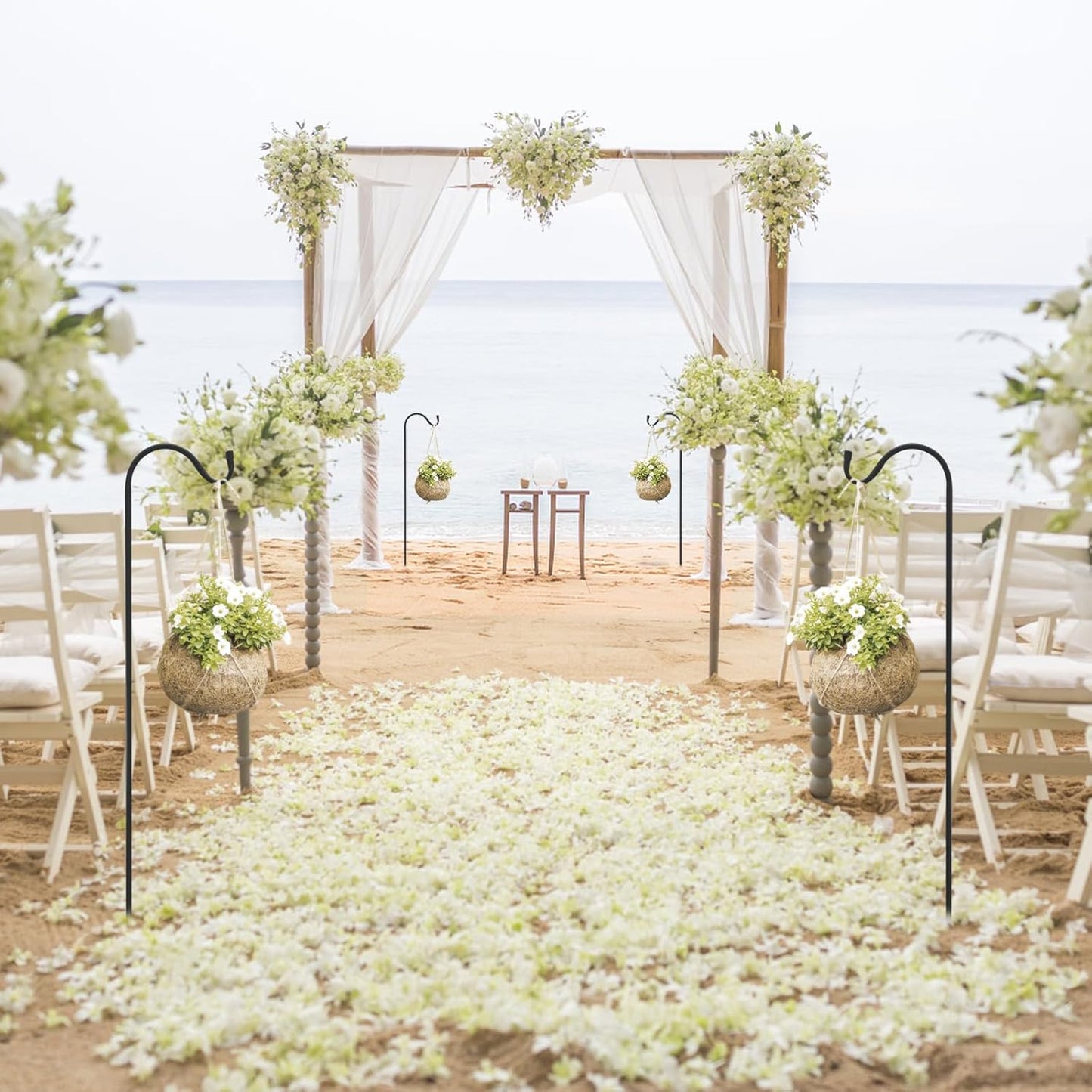 MIXXIDEA 37” Inch Heavy Duty Garden Shepherds Hooks for Outdoor Height Adjustable Plant Hangers Outdoor Shepherds Hook for Bird Feeders, Lanterns,Outdoor Décor, Plants, Wedding, Garden (37inch 8PK)