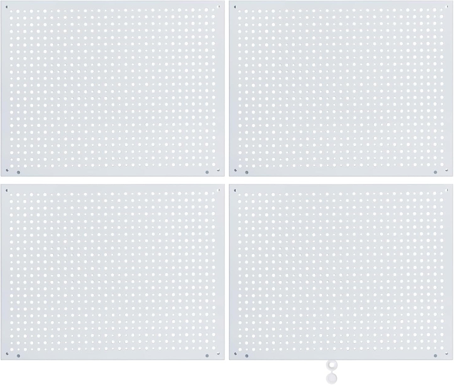Peg Board, Heavy Duty Steel Organization Panels, Universal 1/8 and 1/4 Peg Board Accessories, Ideal for Garage Tool Storage, Pack of 4(White, 16X12)