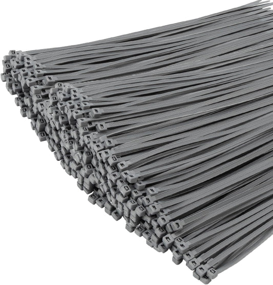 XINGO 1000 PCS Silver Zip Ties 8 Inch, 60 LBS Tensile Strength, Self-Locking Nylon Plastic Nylon PA66 Wire Ties for Indoor and Outdoor Use