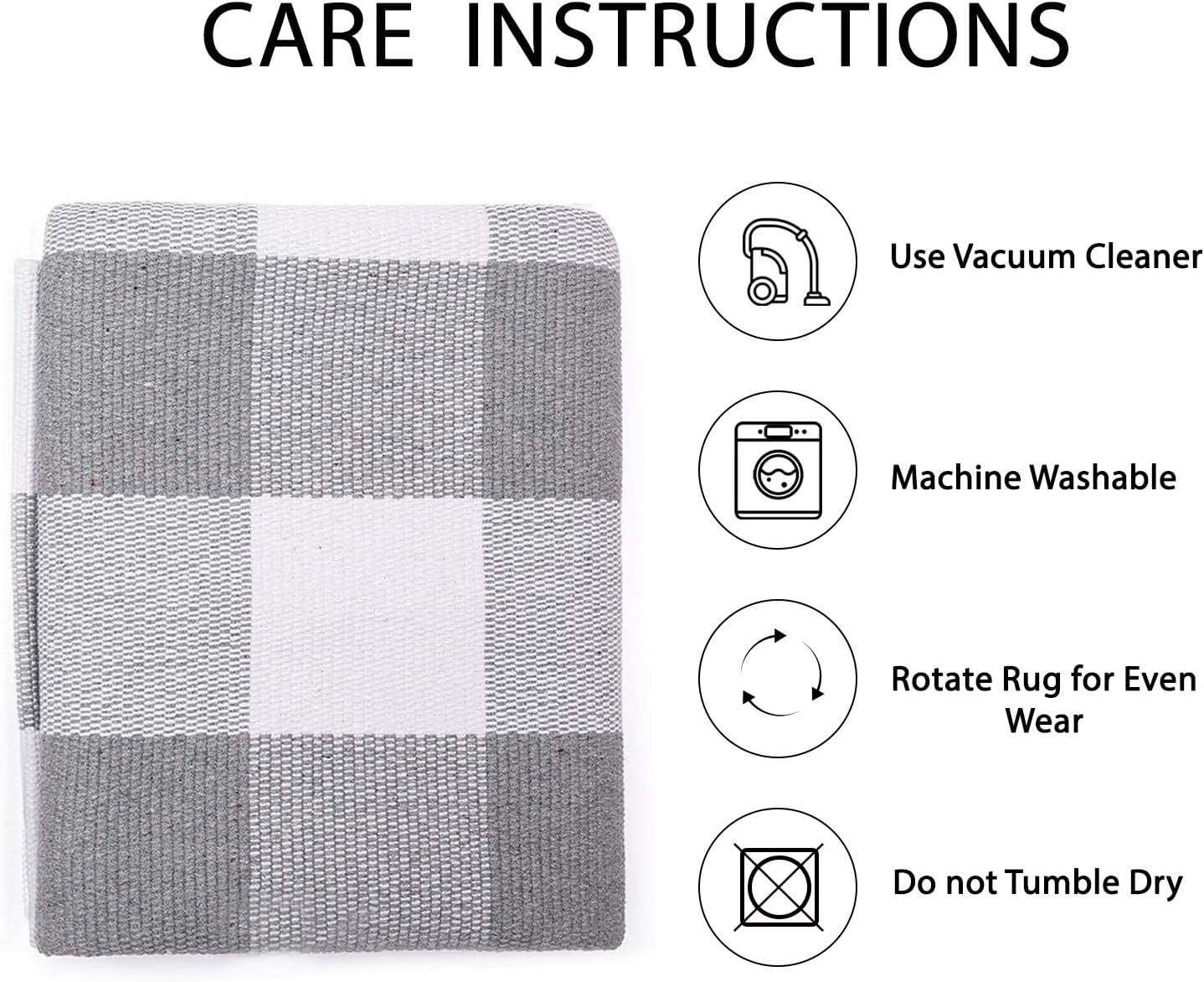 IOHOUZE Buffalo Plaid Rug 5x7 Ft Indoor Outdoor Rug, Washable Rugs for Living Room, Spring Summer Welcome Mats Outdoor, Cotton Area Rug for Farmhouse/Entryway/Home Entrance, Grey White