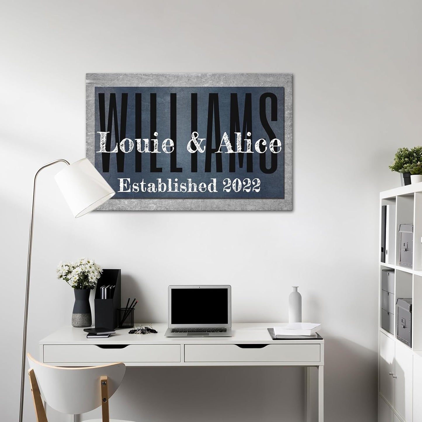 iLOOKLiKE Personalized Last Name Signs with Couple's Names Wall Art Custom Family Established Date Canvas Prints Framed Unique Wedding Anniversary Housewarming Gifts for Home Decor 16×24inch