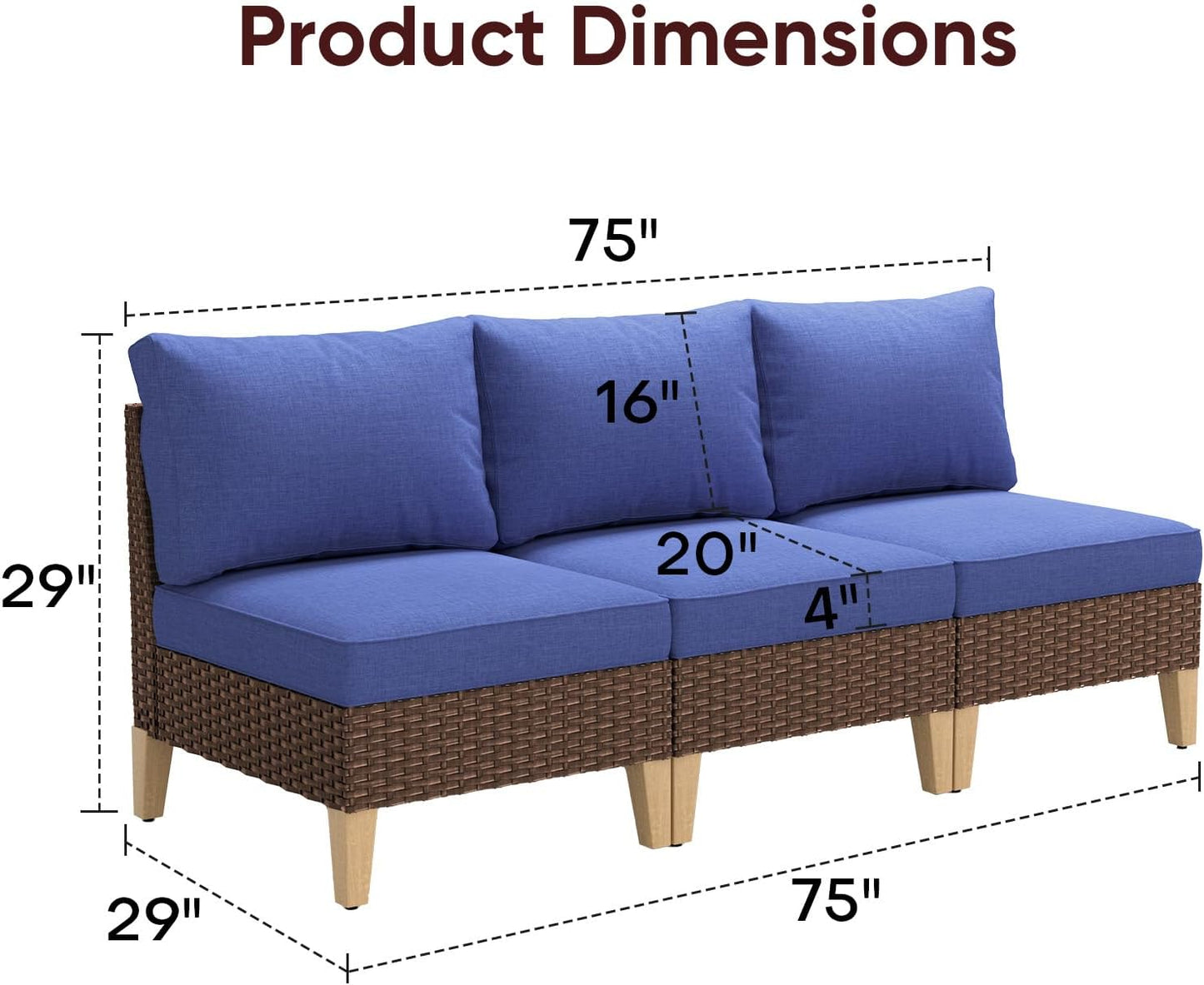 HUMMUH 8 Pieces Patio Furniture Set,Outdoor Modular Sectional Couch Chairs with Ottomans,All Weather PE Wicker Patio Conversation Sets for Garden Porch Backyard