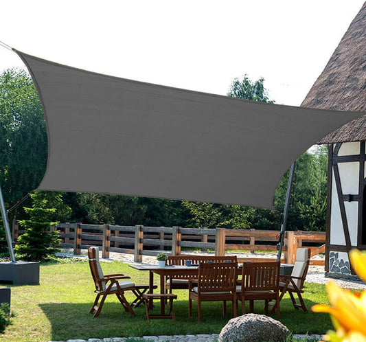 KANAGAWA Sun Shade Sail 8'x12' Dark Gray Rectangle UV Block Canopy Awning Shelter Fabric Cloth Screen for Outdoor Patio Garden Backyard