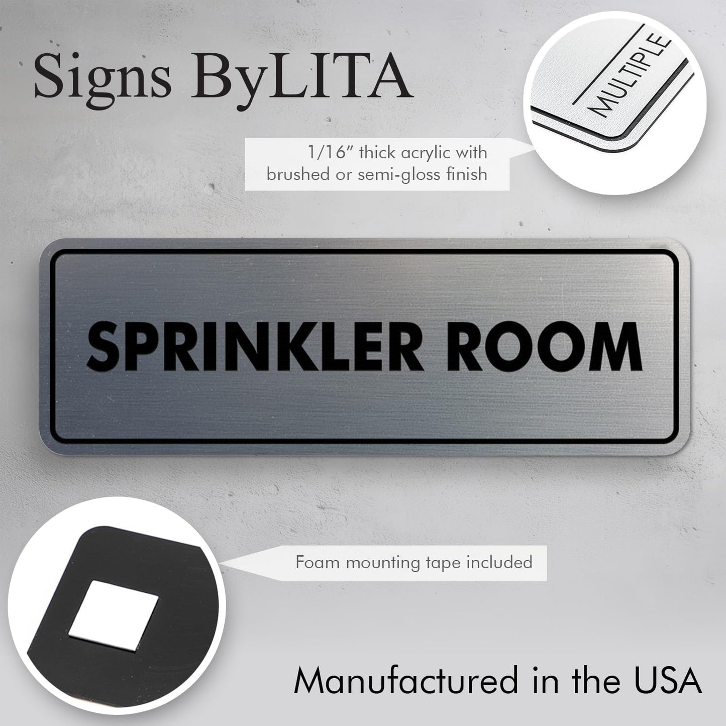 Signs ByLITA Standard Sprinkler Room Sign (Dark Brown) - Medium 2 Pack